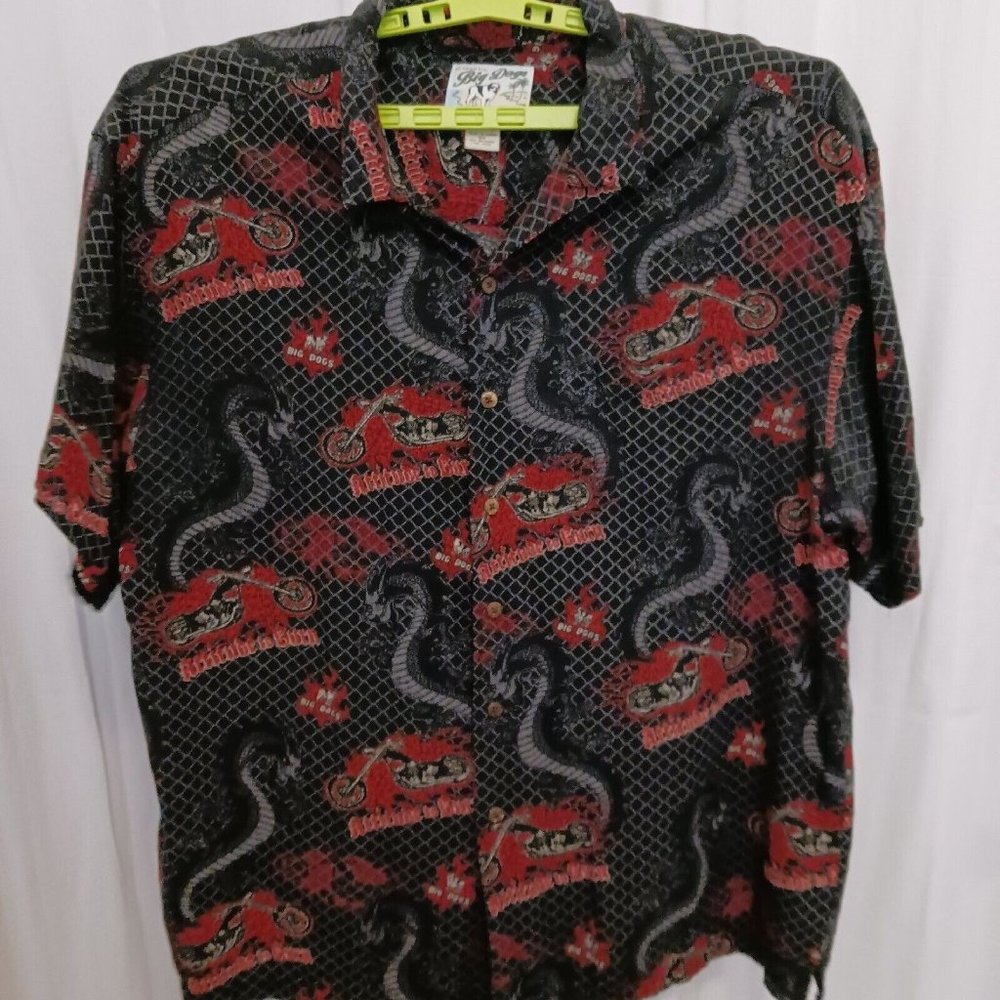 Big Dogs Men's  2XL “Attitude To Burn“ Motorcycle Dragon Theme Shirt
